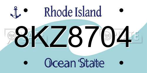 8KZ8704 Rhode Island License Plate