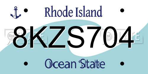 8KZS704 Rhode Island License Plate