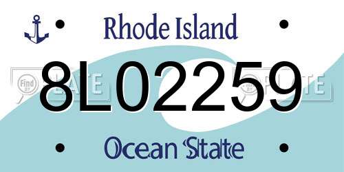 8L02259 Rhode Island License Plate