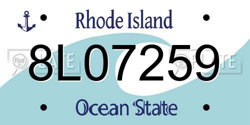 8L07259 Rhode Island License Plate