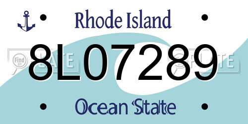 8L07289 Rhode Island License Plate