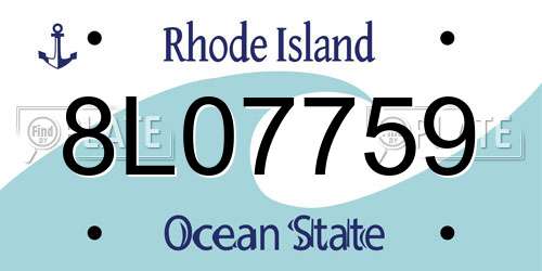 8L07759 Rhode Island License Plate