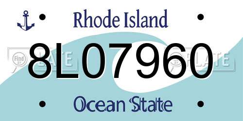 8L07960 Rhode Island License Plate