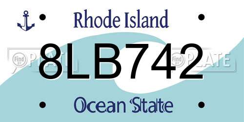 8LB742 Rhode Island License Plate