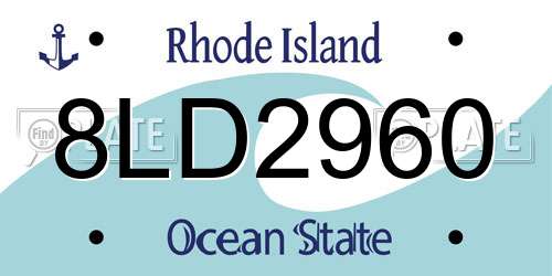 8LD2960 Rhode Island License Plate