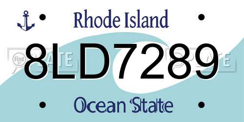 8LD7289 Rhode Island License Plate
