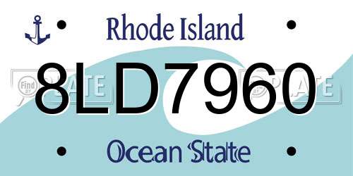 8LD7960 Rhode Island License Plate