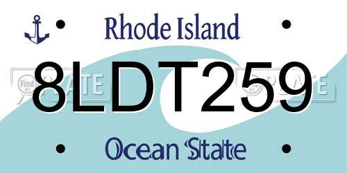 8LDT259 Rhode Island License Plate