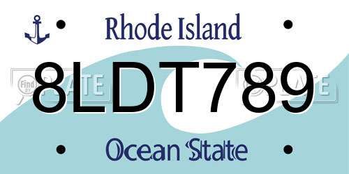8LDT789 Rhode Island License Plate