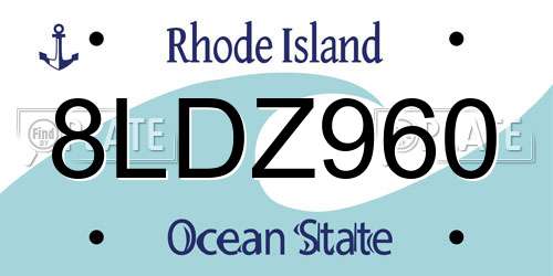 8LDZ960 Rhode Island License Plate