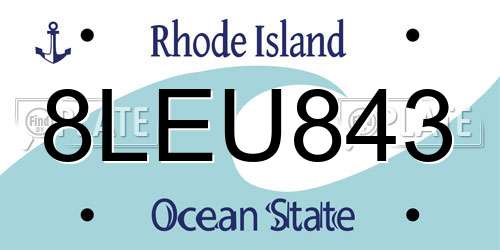 8LEU843 Rhode Island License Plate