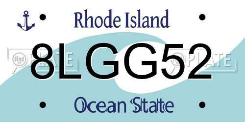 8LGG52 Rhode Island License Plate