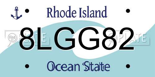 8LGG82 Rhode Island License Plate