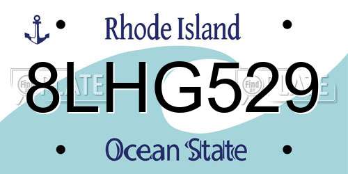 8LHG529 Rhode Island License Plate