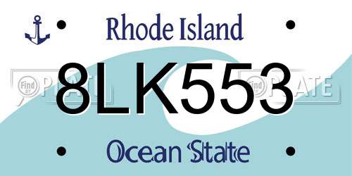8LK553 Rhode Island License Plate