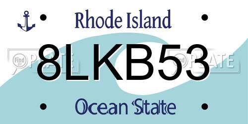 8LKB53 Rhode Island License Plate