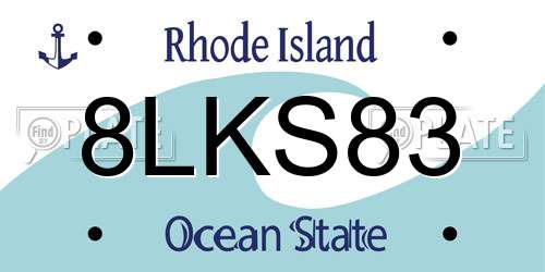 8LKS83 Rhode Island License Plate