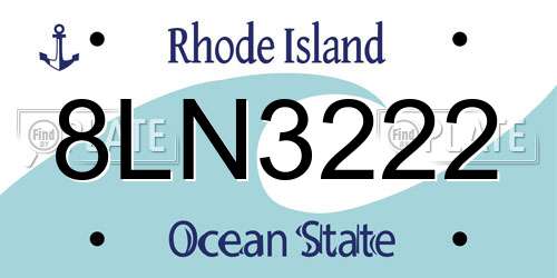 8LN3222 Rhode Island License Plate