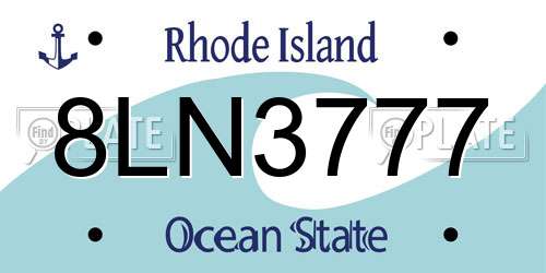 8LN3777 Rhode Island License Plate