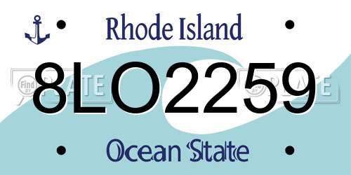 8LO2259 Rhode Island License Plate