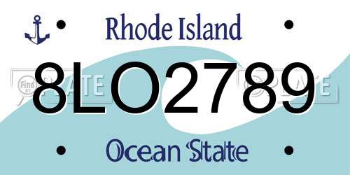8LO2789 Rhode Island License Plate