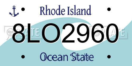 8LO2960 Rhode Island License Plate