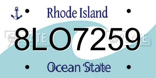 8LO7259 Rhode Island License Plate