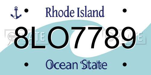 8LO7789 Rhode Island License Plate