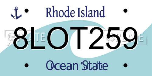 8LOT259 Rhode Island License Plate