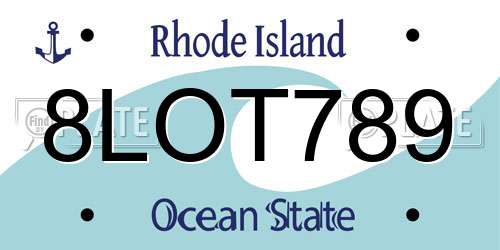 8LOT789 Rhode Island License Plate