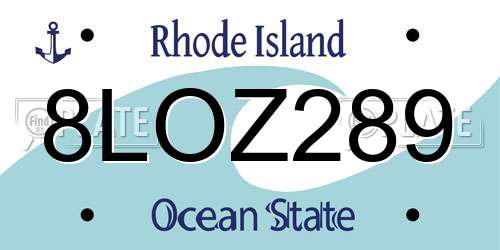 8LOZ289 Rhode Island License Plate