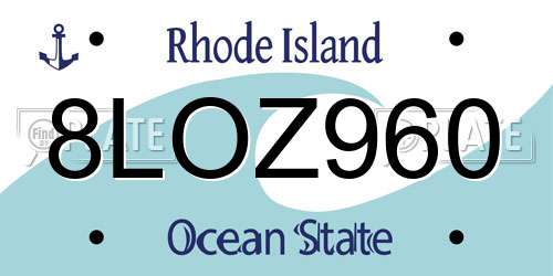 8LOZ960 Rhode Island License Plate