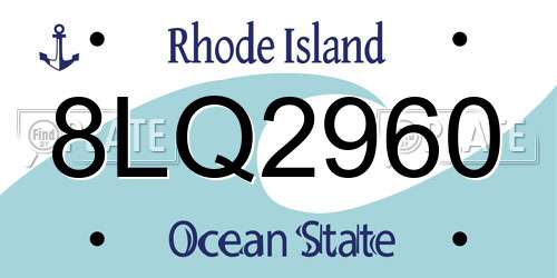 8LQ2960 Rhode Island License Plate