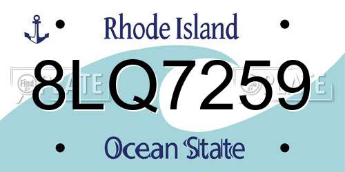 8LQ7259 Rhode Island License Plate