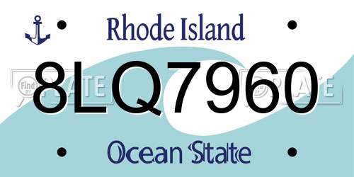 8LQ7960 Rhode Island License Plate