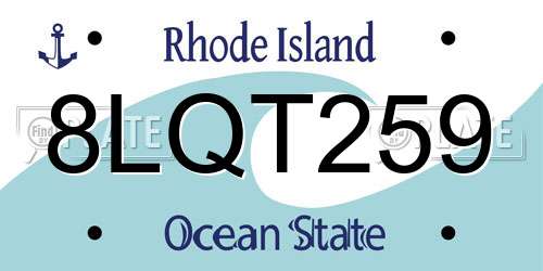 8LQT259 Rhode Island License Plate