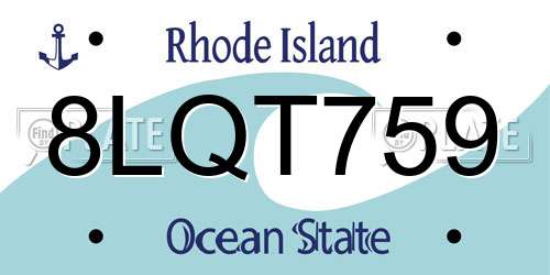 8LQT759 Rhode Island License Plate