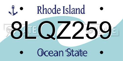 8LQZ259 Rhode Island License Plate
