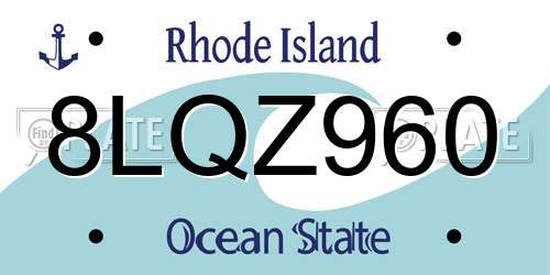 8LQZ960 Rhode Island License Plate