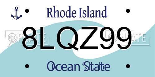 8LQZ99 Rhode Island License Plate