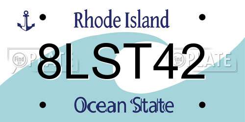 8LST42 Rhode Island License Plate