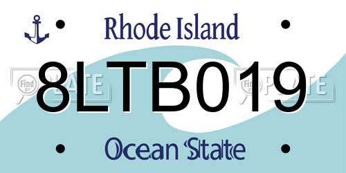 8LTB019 Rhode Island License Plate