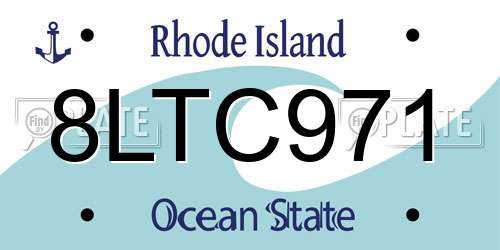 8LTC971 Rhode Island License Plate