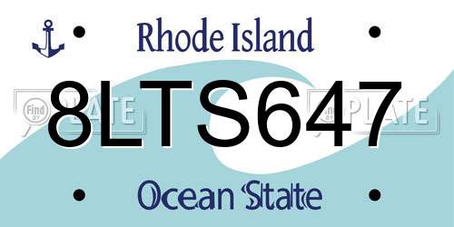 8LTS647 Rhode Island License Plate