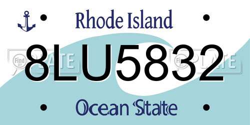 8LU5832 Rhode Island License Plate