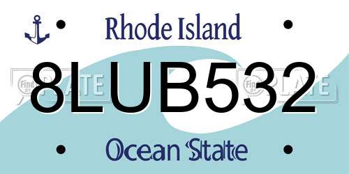8LUB532 Rhode Island License Plate