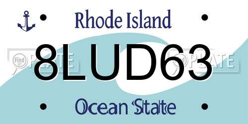 8LUD63 Rhode Island License Plate