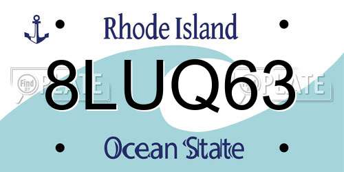 8LUQ63 Rhode Island License Plate