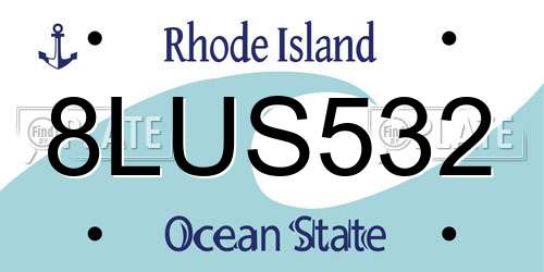 8LUS532 Rhode Island License Plate