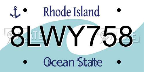 8LWY758 Rhode Island License Plate